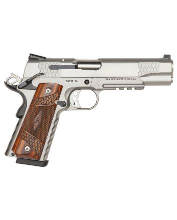 Smith &amp; Wesson 108411 1911 E-Series 45 ACP5" Barrel 8+1, Satin Stainless Steel Frame &amp; Slide, Laminate Wood E Series Grip, Tactical Accessory Rail, Manual Grip &amp; Thumb Safety