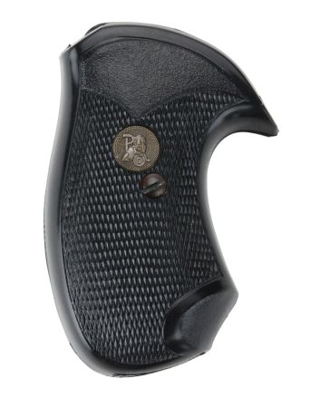 Pachmayr 03147 Compact Grip Checkered Black Rubber with Finger Grooves for Small Rossi Revolvers