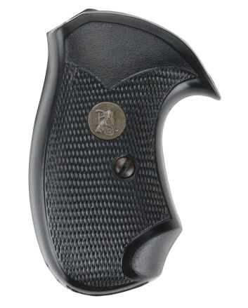 Pachmayr 03255 Compact Grip Checkered Black Rubber for S&amp;W J Frame with Square Butt
