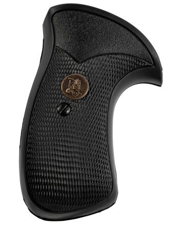 Pachmayr 03270 Compact Grip Checkered Black Rubber for S&amp;W K/L Frame with Round Butt