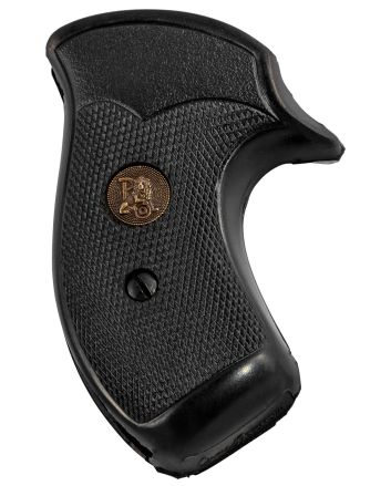 Pachmayr 03254 Compact Grip Checkered Black Rubber for S&amp;W J Frame with Round Butt