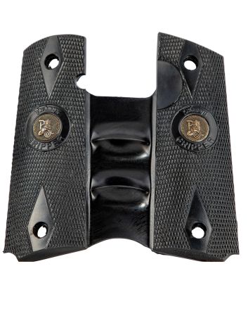 Pachmayr 05008 Signature Grip Checkered Black Rubber with Finger Grooves for 1911