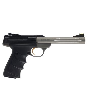 Browning 051461490 Buck Mark Lite *CA Compliant 22 LR 10+1 5.50" Matte Gray Fluted Barrel, Serrated Steel Slide, Matte Gray Aluminum Frame &amp; Black Ultragrip RX Grips