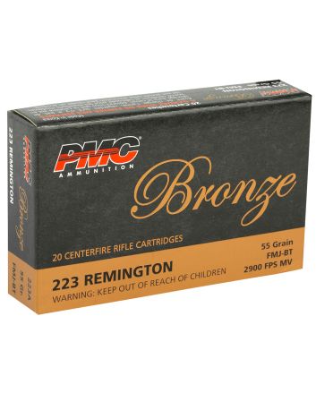 PMC 223A Bronze223Rem 55gr Full Metal Jacket Boat Tail 20 Per Box/50 Case