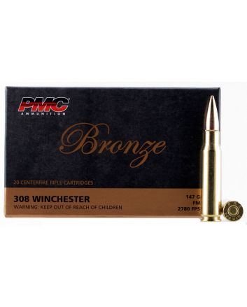 PMC 308B Bronze308Win 147gr Full Metal Jacket Boat Tail 20 Per Box/25 Case