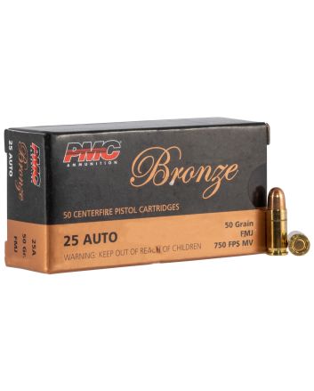 PMC 25A Bronze25ACP 50gr Full Metal Jacket 50 Per Box/20 Case