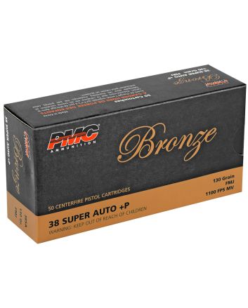 PMC 38SA Bronze38Super+P 130gr Full Metal Jacket 50 Per Box/20 Case