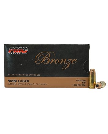PMC 9B Bronze9mmLuger 115gr Jacketed Hollow Point 50 Per Box/20 Case