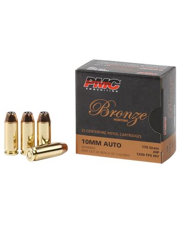 PMC 10B Bronze10mmAuto 170gr Jacketed Hollow Point 25 Per Box/20 Case