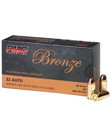 PMC 32B Bronze32ACP 60gr Jacketed Hollow Point 50 Per Box/20 Case