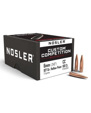 Nosler 49742 Custom Competition 6mm 107gr Hollow Point Boat Tail 100/Box