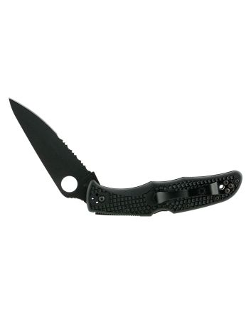 Spyderco C10PSBBK Endura 4 Lightweight 3.75" Folding Clip Point Part Serrated Black TiCN VG-10 SS Blade BlackTextured FRN Handle Includes Pocket Clip