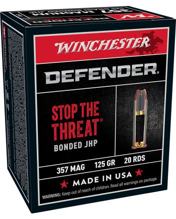 Winchester Ammo S357MPDB Defender357Mag 125gr Bonded Jacket Hollow Point 20 Per Box/10 Case
