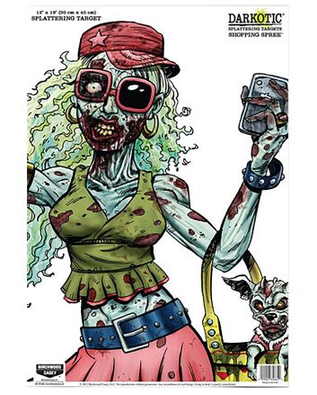 Birchwood Casey 35665 Darkotic Shopping Spree Zombie Valley Girl Paper Hanging Universal 12" x 18" Multi-Color Impact Enhancement Splatter 8 Per Pkg