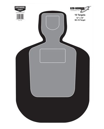 Birchwood Casey 37007 EZE-Scorer BC-19 Silhouette Paper Hanging Universal 12" x 18" Black/Gray/White 100 Per Pkg