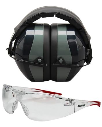 Champion Targets 40622 Eyes &amp; Ears Combo 26 dB Over the Head Passive Muff &amp; Shooting Glasses Black/Gray