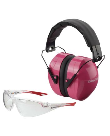 Champion Targets 40624 Eyes &amp; Ears Combo 26 dB Over the Head Pink/Black Adult