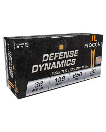 Fiocchi 38B Defense Dynamics38Special 158gr Jacketed Hollow Point 50 Per Box/20 Case