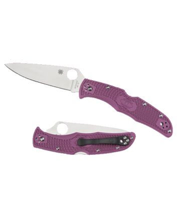 Spyderco C10FPPR Endura 4 Lightweight 3.75" Folding Clip Point Plain VG-10 SS Blade Purple Bi-Directional Texturing FRN Handle Includes Pocket Clip