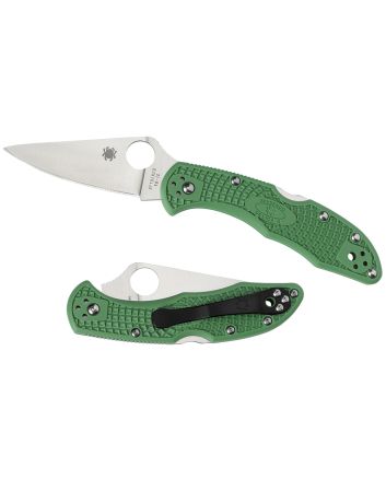 Spyderco C11FPGR Delica 4 Lightweight 2.88" Folding Drop Point Plain VG-10 SS Blade Green Bi-Directional Texturing FRN Handle Includes Pocket Clip