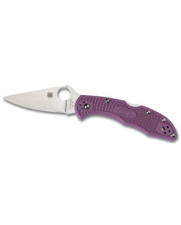 Spyderco CLLFPPR Delica 4 Lightweight 2.88" Folding Drop Point Plain VG-10 SS Blade Purple Bi-Directional Texturing FRN Handle Includes Pocket Clip