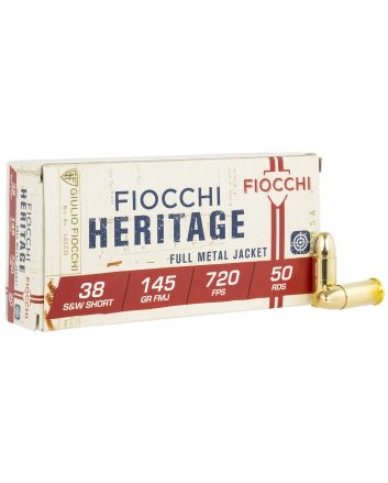 Fiocchi 38SWSHA Heritage38S&amp;WShort 145gr Full Metal Jacket 50 Per Box/20 Case