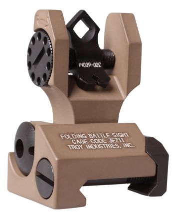 Troy Ind SSIGDOARFFT00 Rear Folding BattleSight DiopticFlat Dark Earth Folding for AR-15