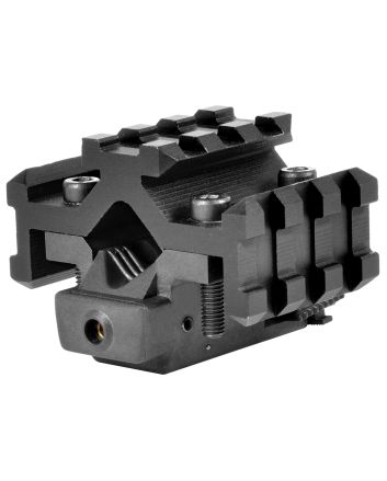 NcStar ATRLS Tri-Rail Universal Barrel MountBlack Anodized Red Laser