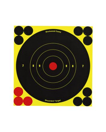 Birchwood Casey 34512 Shoot-N-C Reactive Target Self-Adhesive Paper Black/Yellow/Red 6" Bullseye 12 Pack