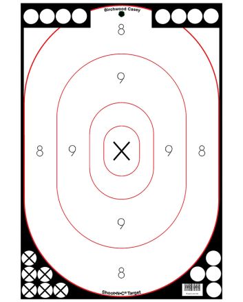 Birchwood Casey 34615 Shoot-N-C Reactive Target Self-Adhesive Paper Black/White 12"x18" Silhouette 5 Pack