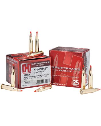 Hornady 83005 Superformance Varmint17Hornet 20gr Hornady V Max 25 Per Box/10 Case