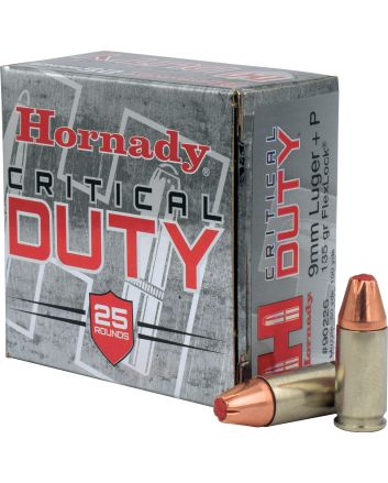 Hornady 90226 Critical Duty9mmLuger+P 135gr Hornady FlexLock 25 Per Box/10 Case