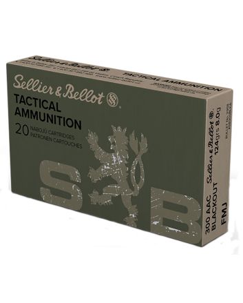 Sellier &amp; Bellot SB300BLKA Rifle300Blackout 124gr Full Metal Jacket 20 Per Box/50 Case