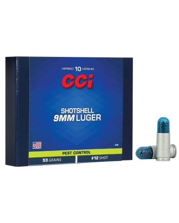 CCI 3790 Pest Control Shotshell 9mmLuger 53gr #12Shot 10 Per Box/20 Case