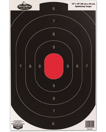 Birchwood Casey 35608 Dirty BirdSilhouette Tagboard Hanging Pistol 12" x 18" Black/White Impact Splatter 8 Per Pkg