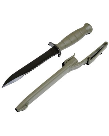 Glock KF039181 Field7" Fixed Clip Point Plain/Saw Black High Carbon Steel Blade Battle Field Green Textured Trimond Polymer Handle Features Clamshell Packaging