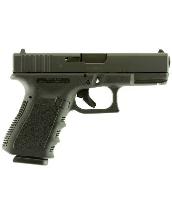 Glock UI1950203 G19 Gen3 Compact 9mm Luger 15+1 4.02" Black Steel Barrel, Matte Black Serrated Slide, Black Polymer Frame w/Accessory Rail, Black Finger Grooved Polymer Grip, USA Made