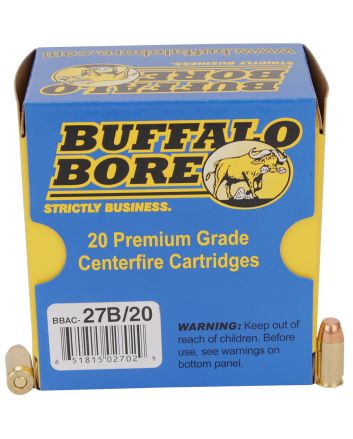 Buffalo Bore Ammunition 27B20 Personal Defense Strictly Business 380ACP +P 95gr Full Metal Jacket Flat Nose 20 Per Box/12 Case