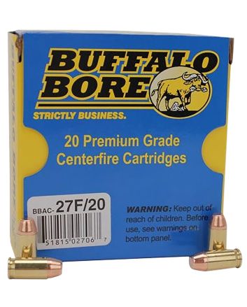 Buffalo Bore Ammunition 27F20 Standard Pressure Strictly Business 380ACP 95gr Full Metal Jacket Flat Nose 20 Per Box/12 Case