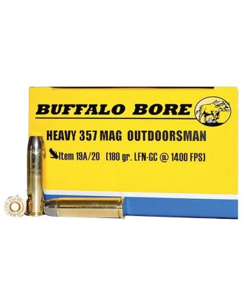 Buffalo Bore Ammunition 19A20 Outdoorsman Strictly Business 357Mag 180gr Hard Cast Flat Nose 20 Per Box/12 Case