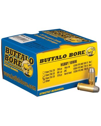 Buffalo Bore Ammunition 21C20 Outdoorsman Strictly Business 10mmAuto 220gr Hard Cast Flat Nose 20 Per Box/12 Case