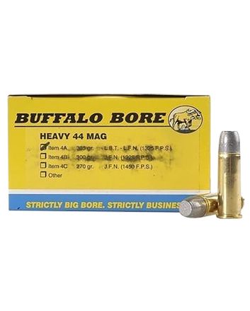 Buffalo Bore Ammunition 4A20 Heavy Strictly Business 44Rem Mag 305gr Hard Cast Lead Flat Nose 20 Per Box/12 Case