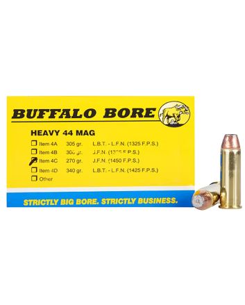 Buffalo Bore Ammunition 4C20 Heavy Strictly Business 44Rem Mag 270gr Semi Jacketed Flat Point 20 Per Box/12 Case