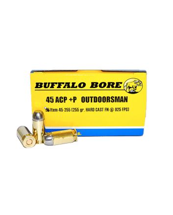 Buffalo Bore Ammunition 4525520 Outdoorsman Strictly Business 45ACP +P 255gr Hard Cast Flat Nose 20 Per Box/12 Case