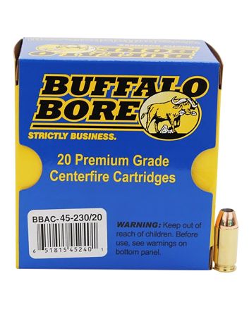 Buffalo Bore Ammunition 4523020 Personal Defense Strictly Business 45ACP +P 230gr Jacket Hollow Point 20 Per Box/12 Case