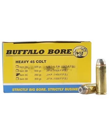 Buffalo Bore Ammunition 3C20 Heavy Strictly Business 45Colt +P 260gr Jacketed Hollow Point 20 Per Box/12 Case