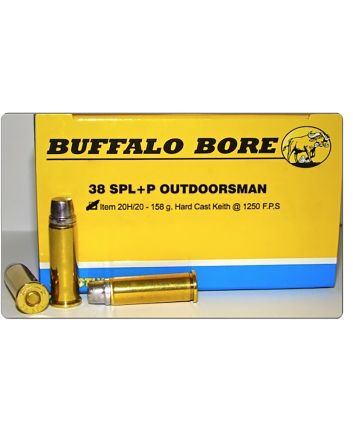 Buffalo Bore Ammunition 20H20 Outdoorsman Strictly Business 38Special +P 158gr Hard Cast 20 Per Box/12 Case