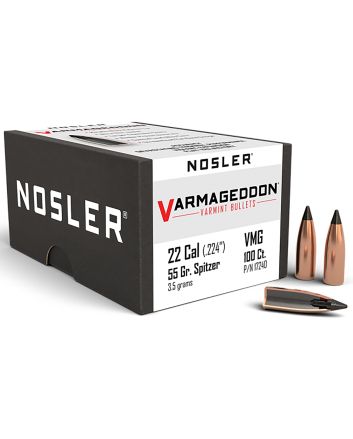Nosler 17240 Varmageddon22Cal 55gr Flat Base Tipped 100/Box