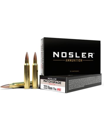 Nosler 60011 Match Grade223Rem 77gr Custom Competition Hollow Point Boat Tail 20 Per Box/20 Case