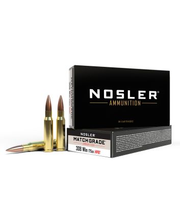Nosler 60072 Match Grade308Win 175gr Custom Competition Hollow Point Boat Tail 20 Per Box/10 Case